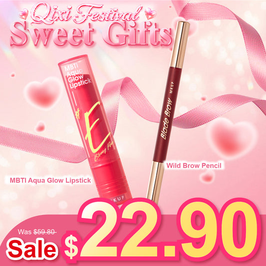 MKUP MBTI Aqua Glow Lipstick + Wild Brow Pencil