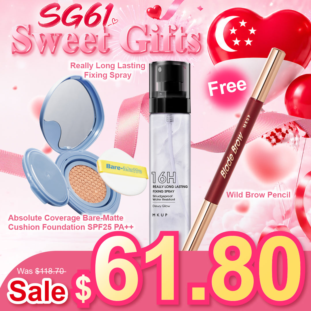 MKUP Absolute Coverage Bare-Matte Cushion Foundation (SPF25 PA++) + Really Long Lasting Fixing Spray【Free】Wild Brow Pencil