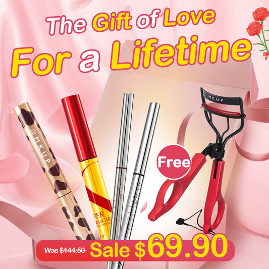 MKUP (Really Long Giraffe Mascara / Super Lengthening Mesmerizing Power Mascara) Pick 2 + Intense Black Waterproof Liner x2【Free】Eyelash Curler