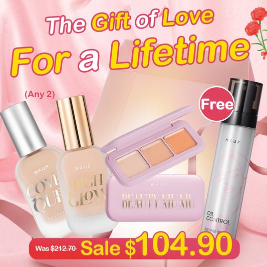 MKUP (Cover Queen Smudgeproof Foundation / High Glow Long Lasting Foundation) Pick Two + Beauty Xiu Xiu Concealer x2【Free】Really Long Lasting Fixing Spray